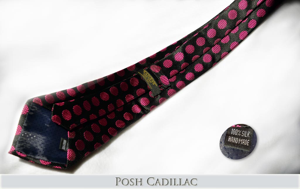 Black-Tie-with-Pink-Fuchsia-Polka-Dots-Jacquard-Handmade-Silk-Posh-Cadillac-txt-below-web
