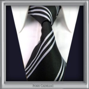 Black-Tie-with-white-stripes-Handmade-Jacquard-silk-Posh-Cadillac-main-txt-web-S