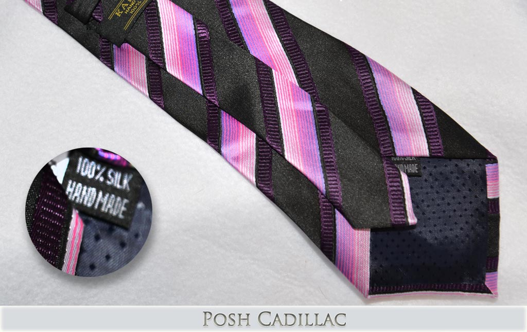 Elegant-Black-Pink-Violet-Striped-Tie-Handmade-Jacquard-Silk-txt-below-web-S