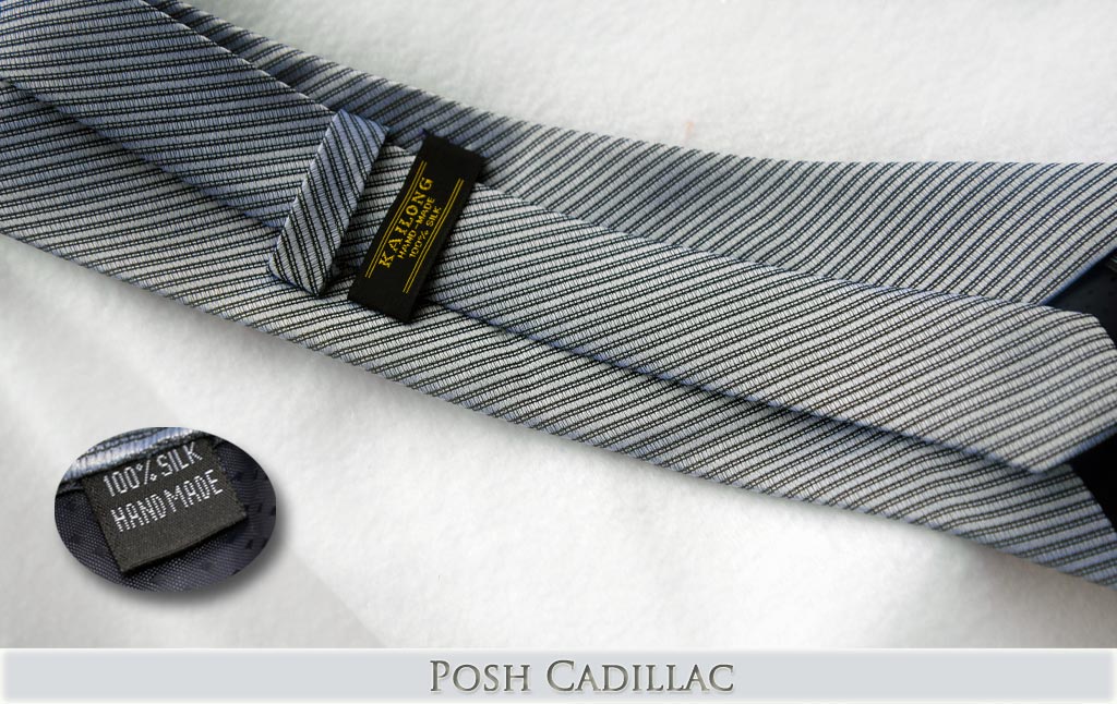 Grey-silver-thin-striped-weave-tie-Posh-Cadillac-txt-below-web