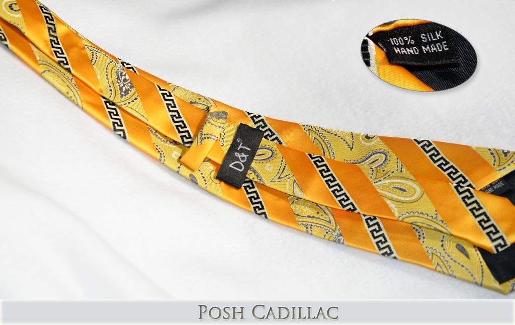 Versace-Inspired,-Greek-Key-Orange-Goldish-Thread-Floral-Tie-Posh-Cadillac-txt-below-web