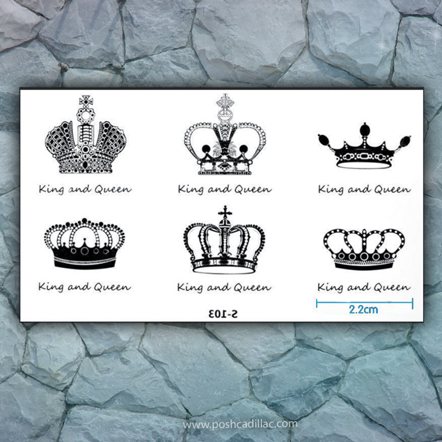 6x Crown Designs King and Queen Royal Black Logo Temporary Sticker  Waterproof Tattoo Art | PoshCadillac